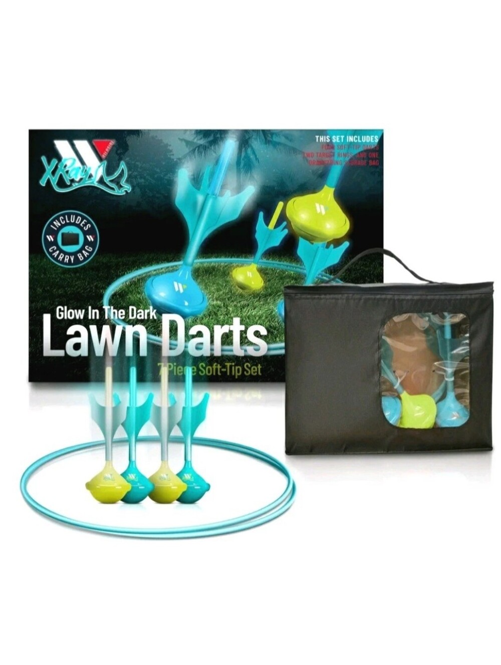 WILDSIDE: XRAY GLOW-IN-THE-DARK: LAWN DARTS: 7-PIECE SET: KIDS: ADULTS: NEW:NIB
